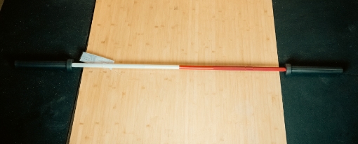 Picture of RED AND WHITE OLYMPIC BAR WITH BLACK ENDS 200CM